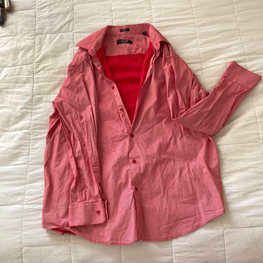 Red collared long sleeve shirt, men’s medium by Jones New York signature